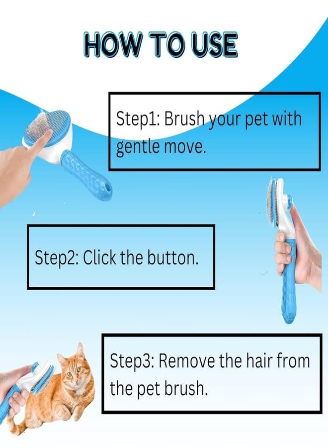 KittuPet فرشاة كيتو بيت 2 في 1 ذاتية التنظيف للتنظيف والتدليك للكلاب والقطط | تنظيف بضغطة زر، أسنان قابلة للسحب وشعيرات سيليكون ناعمة (فرشاة زرقاء + فرشاة تدليك) - Image 4